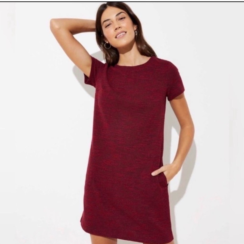 LOFT Short Sleeve Shift Dress w/Tie Back
